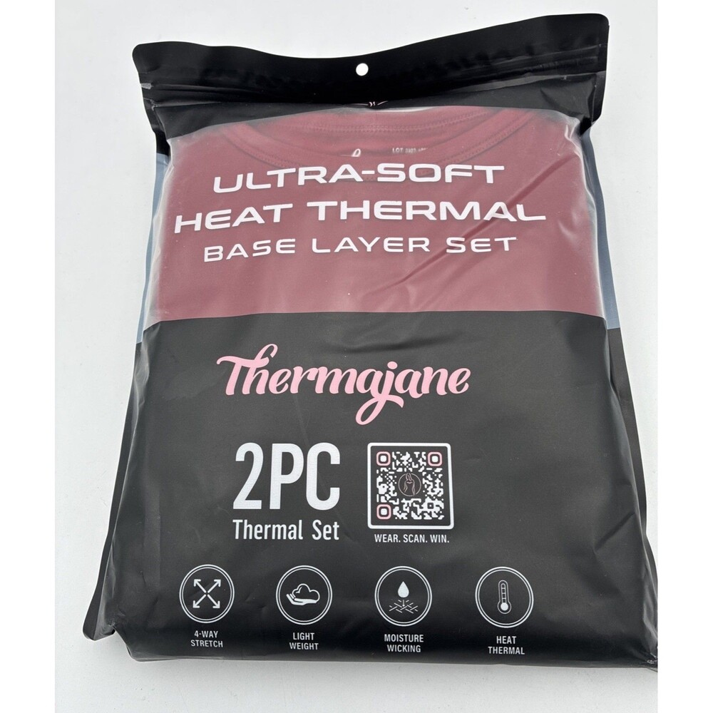 Thermajane Womens Ultra-Soft Heat Thermal Base Layer 2PC Set Red M